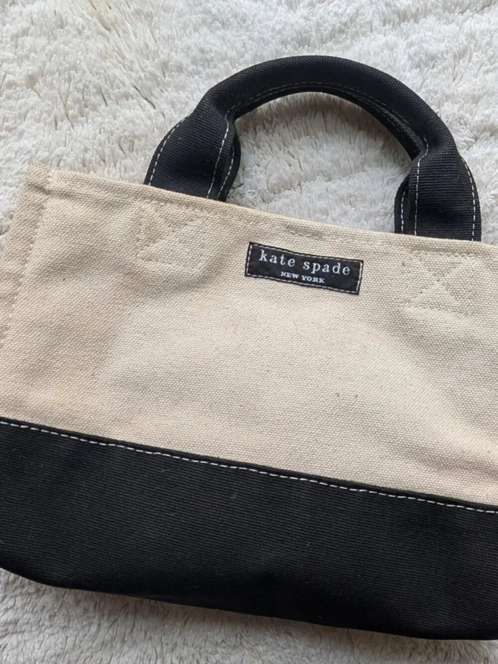Kate Spade mini canvas tote cream and black